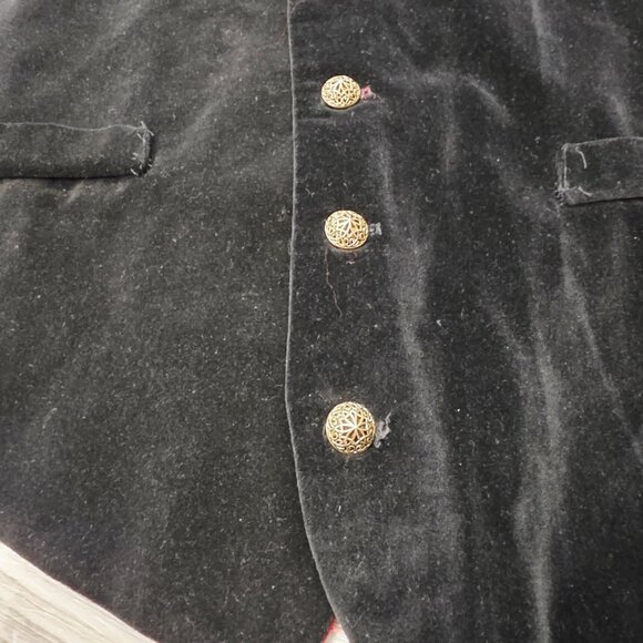 Vtg Paragraff Clothing Black Red Suede Satin Vest Bram Storkers Dracula Sz LG - Picture 4 of 6